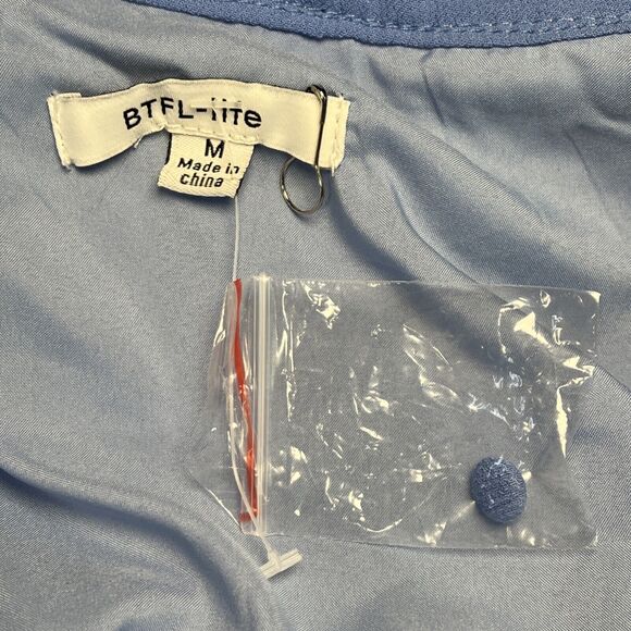 NWOT BTFL-Life High-Low Maxi Dress Blue Button Front Long Sleeve Women's Medium‎ - Picture 6 of 8